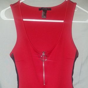 Ribbed Zip-Front Bodysuit